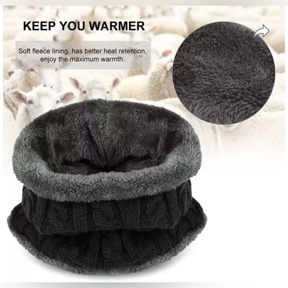 Unisex Cable Knit Fleece Lined Neck Gaiter